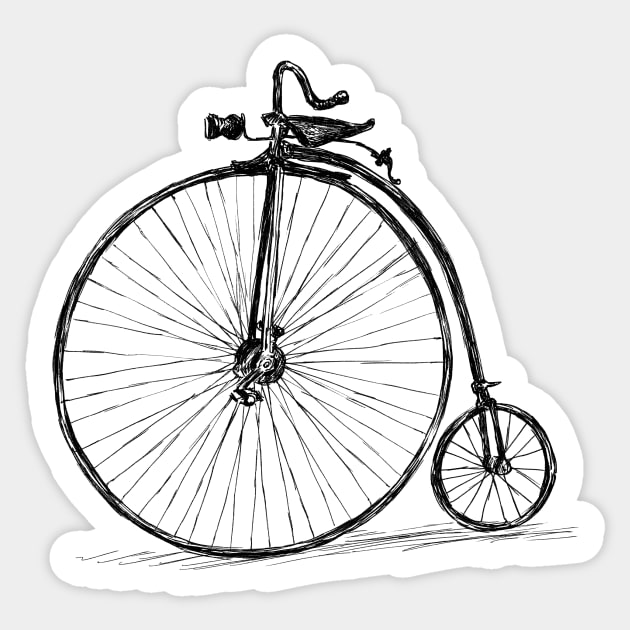 Antique Bicycle Print Sticker by rachelsfinelines